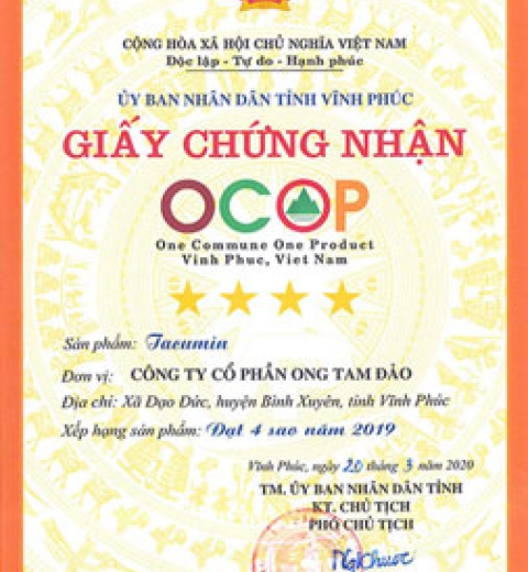 Giấy chứng nhận OCOP Tacumin