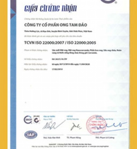Chứng nhận ISO 22000:2005
